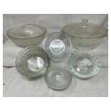 Glass Bowls & Covered Dish, assorted