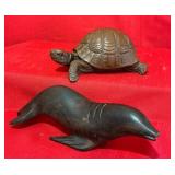 Red Mill Mfg Turtle and Wood Seal Figurines