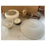 Brass and Glass Lamp & Assorted Lamp Shades