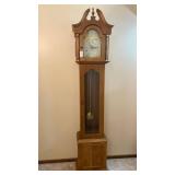 Tempus Fugit Oak Case Grandfather Clock w/Weights