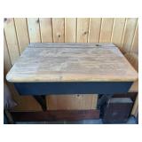 Wall-Mounted Wooden Student Desk w/contents