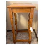 Oak Wood Side Table w/turned legs, 27' Tall