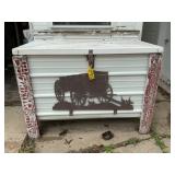 Large Rustic Outdoor Storage Chest w/Metal Art