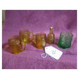 WHEATON 3"H ROOT BITTERS BOTTLE, (3) AMBER VTG