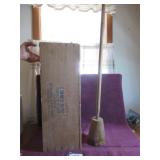 ADVERTISING WOOD BOX, BUTTER CHURN PLUNGER