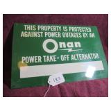 VTG ONAN ALTERNATOR METAL SIGN - 17 3/8"W X 11.5"H