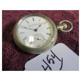 ELGIN POCKET WATCH - SILVERTONE CASE - 7-JEWEL