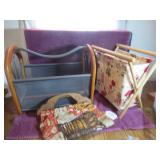 BOX LOT: SEWING, MAGAZINE RACK