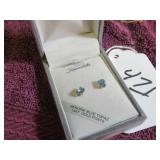VTG KREMENTZ BLUE TOPAZ - 14-KT GOLD POST EARRINGS
