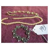 BOX LOT: VTG NECKLACE W/ STUDS, BRACELET W/ STUDS