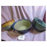 (3) POTTERY BOWLS - ALL SIGNED