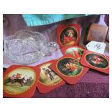 GLASS NAPPY, COASTERS & WOOD BOX