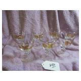 (8) GOLD LEAF LIQUOR GLASSES - 4"H