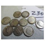 US SILVER DIMES LOT - CIRCULATED