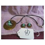 NECKLACE & EARRINGS W/ COPPER & STONES