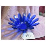 VTG COBALT BLUE ART GLASS BOWL