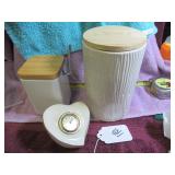 LENOX BEDSIDE CLOCK & (2) CERAMIC PIECES