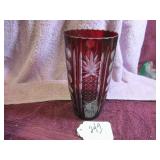 RUBY RED CUT-TO-CLEAR 7" VASE