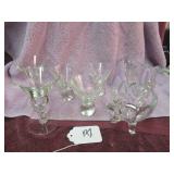(5) MARTINI GLASSES, CREAM & SUGAR