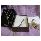 (2) RHINESTONE BROOCH PINS & STERLING
