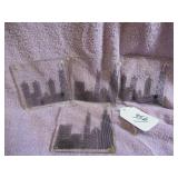 (4) ACRYLIC CHICAGO SKYLINE COASTERS