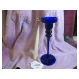 COBALT BLUE CANDLE HOLDER - 9.5"H