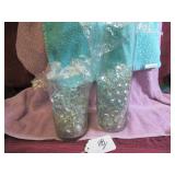 (2) GLASS JARS W/ CLEAR GLASS STONES