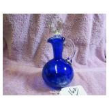 VTG CZECH COBALT CUT TO CLEAR CRUET