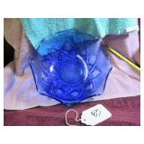 ANCHOR HOCKING BLUE BOWL - 9"W X 3"H