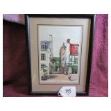 FRAMED OLD QUEBEC ETCHING PRINT