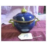 NAVY BLUE ENAMELWARE GARLIC CANISTER
