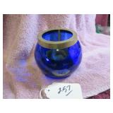 BOHEMIAN COBALT BLUE GLASS TEA LIGHT