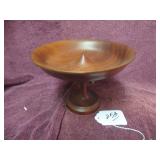 MCM SOLID WALNUT WOOD PEDESTAL BOWL - 8"W X 5.75"H
