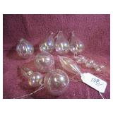 (6) TEARDROP HAND-BLOWN IRIDESCENT XMAS...