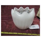 MILK GLASS RUFFLED RIM ROSE BOWL VASE - 5"H