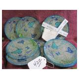 (12) BLUE BUTTERFLY GLASS CANAPE PLATES - 5.79"D