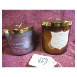 (2) NEWER LIT COLONIAL CANDLES - 15-OZ + 14.5-OZ