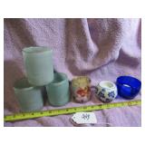 L TO R: (3) FROSTED CANDLE HOLDERS + (3)...