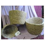 (3) WOVEN BASKETS - THE LARGEST IS 10"W X 7.5"H...