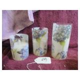 HYDRANGEA FLAMELESS CANDLES - BATTERIES - NEW