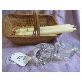 (2) HEAVY GLASS SCALLOPED-SIDE CANDLE HOLDERS -...