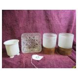L TO R: MILK GLASS, IMPERIAL GLASS CANDY, (2)...