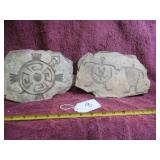 (2) STONE-LOOKING WALL ART - CAVE PAINTING TYPE...