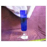 KREISS - 10"H - BUD VASE - COBALT BLUE W/ CLEAR...