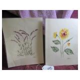 (2) LUCIA DUQUE FLORAL PRINTS - 8.25"W X 11"H