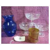 COBALT BLUE VASE - 5.5"H, (3) SHERBERTS, TEA...