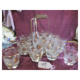 VTG LIBBEY GOLDEN FOLIAGE BARWARE SET - ICE...
