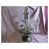 MERIDEN CO. - CRUET STAND W/ (5) CRUETS - GC