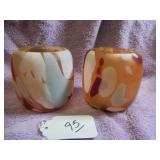 (2) CRATE & BARREL GLASS TEA LIGHT HOLDERS