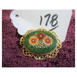 ITALIAN MICRO-MOSAIC FLORAL BROOCH